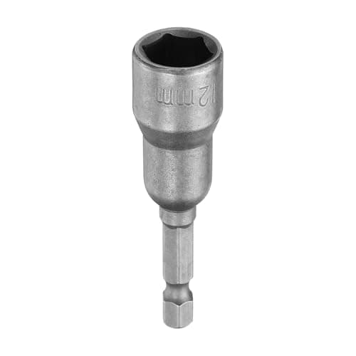Image of sourcing map Hex Nut Driver Drill Bit 12mm Metric 6-Point Socket 1/4" Hex Shank Magnetic Setter CR-V Steel Bolt Sockets for Power Drills Impact Drivers, 2.56" (65mm) Long