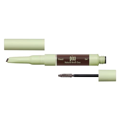 Image of Pixi Natural Brow Duo in Deep Brunette, Dual-Ended Waterproof Brow Pencil and Tinted Setting Gel for Precise Shaping and All-Day Hold, Paraben-Free, 0.2 oz
