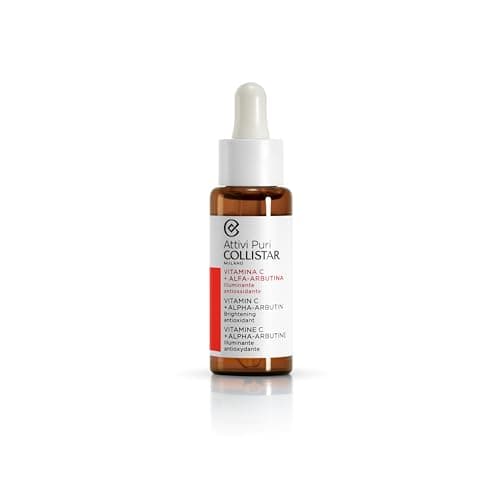 Image of Collistar Attivi Puri Vitamin C Serum + Alpha Arbutin Face Drops for Anti-Ageing Moisturising Effect, Also for Sensitive Skin, Free from Silicones, Alcohol and Dyes, 30 ml