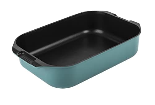 Image of Nadiya x Prestige Cast Aluminium Roaster 39 x 25cm - Large Induction Roasting Tin, PFOA Free & Dishwasher Safe,Blue/Black