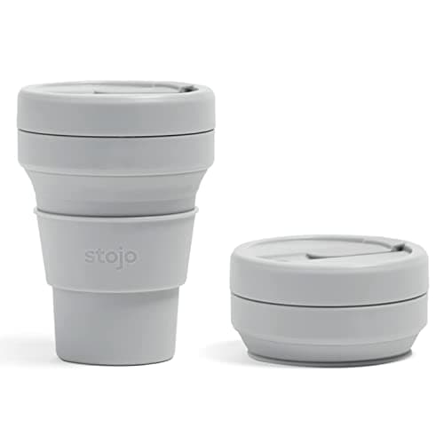 Image of STOJO Collapsible Travel Cup with Straw - Cashmere, 8oz / 250 ml - Reusable to-Go Pocket Size Silicone Bottle for Hot and Cold Drinks - Perfect for Camping and Hiking - Microwave & Dishwasher Safe