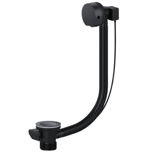 Image of Hulthor Pop-Up Bath Waste and Overflow Kit Matte Black - Easy-Install Click Clack Combination Drain Bath Plug Replacement