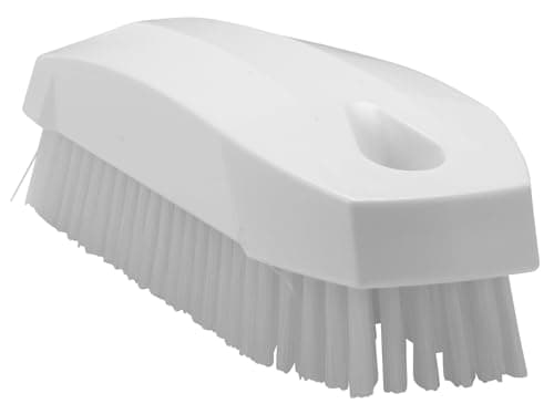 Image of Vikan 64405 Hard Hand Brush S/Nailbrush, White, 130mm Length, 50mm Width, 40mm