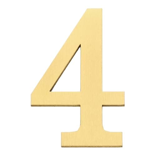 Image of sourcing map House Numbers for Outside, 2.8 Inch Solid Brass House, Self Adhesive Mailbox Numbers, Metal Address Numbers for Door, Apartment, Office,Brushed Finish, Easy to Stick(Number 4)