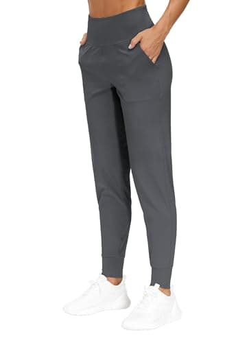 Image of THE GYM PEOPLE Women's Joggers Pants Lightweight Athletic Leggings Tapered Lounge Pants for Workout, Yoga, Running Dark Grey
