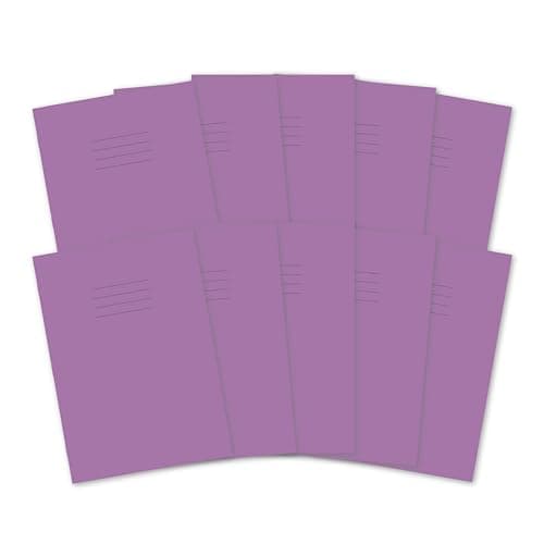 Image of Hamelin A4 Exercise Books, 48 Pages, Purple, Pack of 10 for School, 8 mm Ruled and Margin