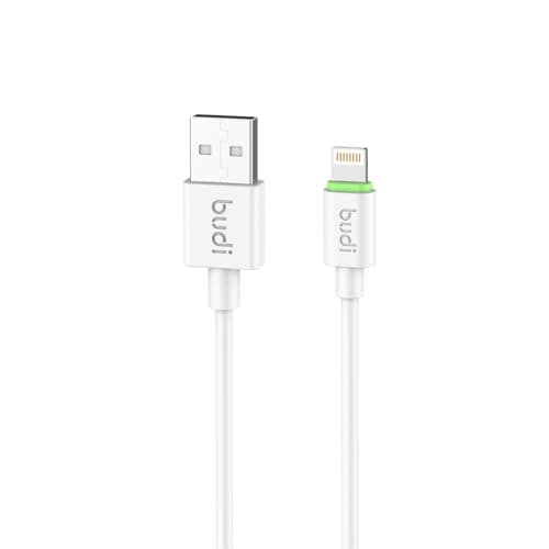 Image of BUDI - 1m/3ft USB-A to Lightning Charge/Sync Cable - 2.4A Fast Charge Charging Durable Plug Electronic Cellphone Smartphone Charger Mobile - White