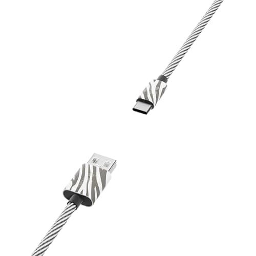 Image of Juice Animals Braided USB-A to USB-C Charging Cable 1 m, Fast Charge & Data Sync Lead Compatible with iPhone 17 Range, Galaxy S24 Series, Pixel 9 & Other USB-C Devices – Zebra