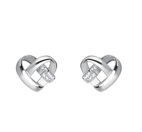 Image of EVELYN Women's 925 Sterling Silver Peach Heart Love Heart Stud Earrings Created with Austrian Crystals Zircondia