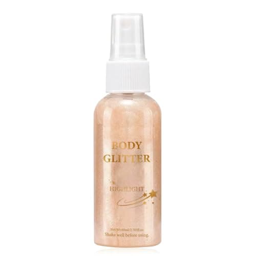 Image of Shimmer Body Oil - Body Glow Spray Rose Gold, Bodies Shimmer Lotion for Cheeks/Hair/Lips, Water-Resistant Weightless Non-Greasy Liquid Highlighter with Micro Glitter