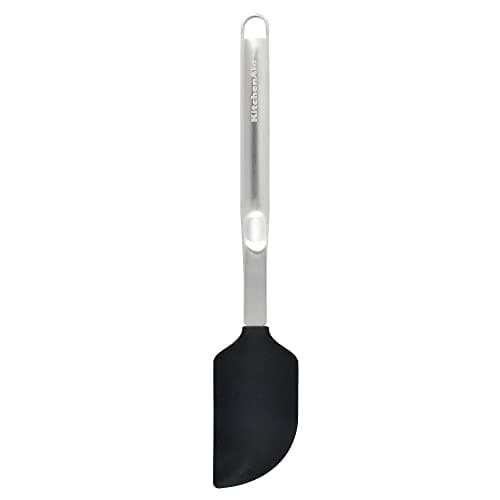 Image of KitchenAid Premium Stainless Steel Scraping Spatula, Cooking Kitchen Utensil - Black