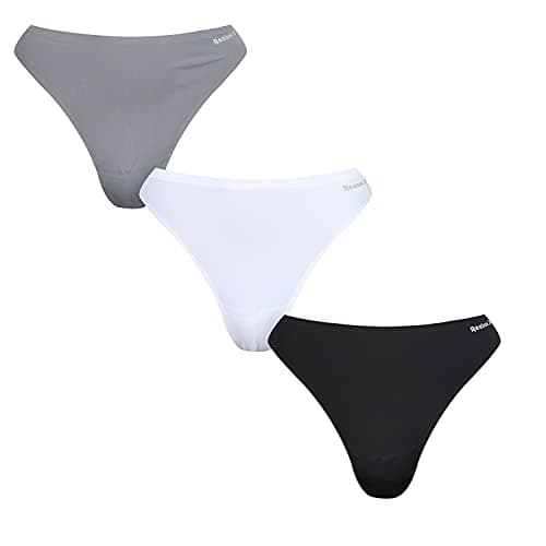 Image of Reebok Rae Thongs For Women - Pack of 3 | Comfortable & Stretchy Seamless Knickers For Women, In Grey, White And Black | XS,S,M,L