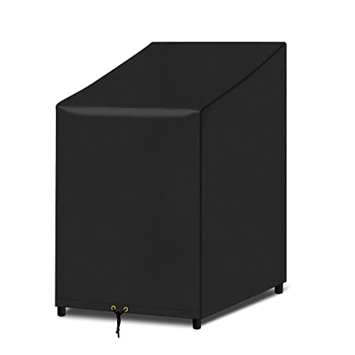 Image of PATIO PLUS Garden Stacking Chair Cover, Waterproof Anti-UV 420D Oxford Fabric Reclining Outdoor Chair Cover 68x96x110/150cm (Black)