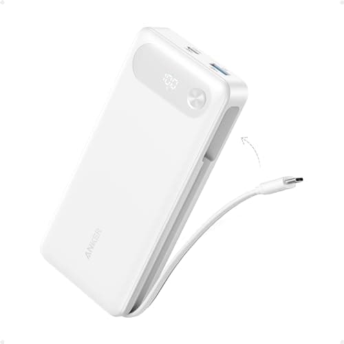 Image of Anker Power Bank, 20,000mAh Portable Charger with Built-in USB-C Cable, 87W Max Fast Charging Battery Pack, for iPhone 16/15/14/13 Series, Samsung, Switch, and More