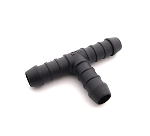 Image of 227s 10mm T-Piece Hose Connectors To Join Water, Fuel & Breather Pipes - Resistant to Fuels, Oils & Coolant - For Use Between -30C & 140C - Nylon PA66 - Black - 2 Pack