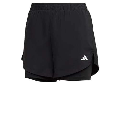 Image of adidas Women's AEROREADY Made for Training Minimal Two-in-One Shorts, Black/White, L
