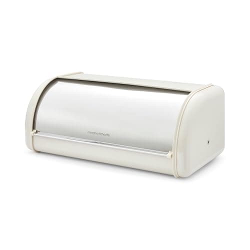 Image of Morphy Richards Equip Roll Front Bread Bin, 12L, Carbon & Stainless Steel Design Durable and Fresher Bread, Easy Access Lid, Noise Dampening Technology, Non Slip Water Resistant Base, Cream, 832001