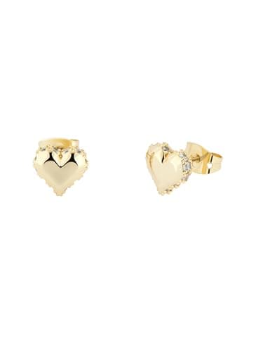 Image of Ted Baker Sersy Sparkle Heart Stud Earrings For Women (Gold Tone/Crystal)