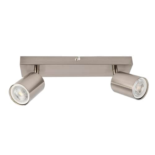 Image of Integral LED Siena 2 Way GU10 LED Spotlight Bar | Modern Indoor Ceiling Light Fitting | Adjustable and Rotatable | Ideal for Living Room, Bedroom, Kitchen and Dining Room - Premium Satin Nickel Finish