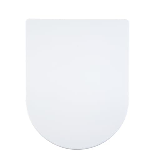 Image of AQUALONA® Premium Thermoplastic Toilet Seat Soft Close Hardwearing Seat with Two Button Hinge Release D Shaped Easy to Clean Simple Installation Top and Bottom Fittings (White - D Shape)