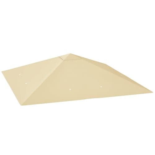Image of Outsunny 3 x 3(m) Gazebo Canopy Replacement Cover, Garden Gazebo Roof Replacement with Drain Holes, Water Resistant PVC Coating, 370g/㎡, UPF30+, TOP COVER ONLY, Beige