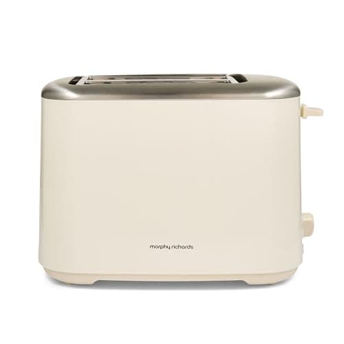 Image of Morphy Richards Equip 2 Slice Toaster, Defrost and Reheat, Browning Controls, Variable Wide Slots, Removable Crumb Tray, Stainless Steel,800W, Cream, 222065