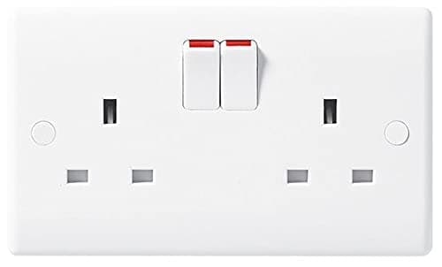 Image of BG Electrical 822DP-01 Double Switched Power Socket, White Moulded, 13 Amp - 5 pack