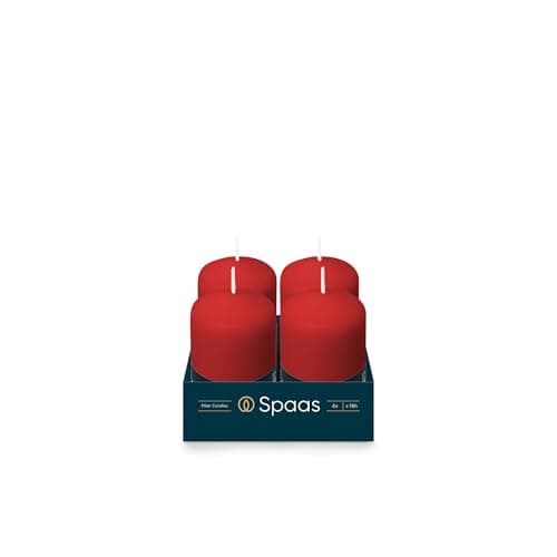Image of Spaas 4 Unscented Pillar Candle 50/80 mm, ± 18 Hours, Red
