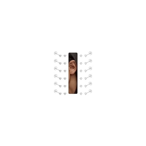 Image of LOLIAS 12 Pairs Assorted Multiple Stud Earrings Cute Hypoallergenic Earrings Stud for Women Pack Fashion Girl's Jewelry Silver