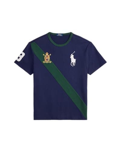 Image of POLO RALPH LAUREN Mens Classic Fit 20th Anniversary Short Sleeve T-Shirt, Newport Navy/Vintage Pine, XL