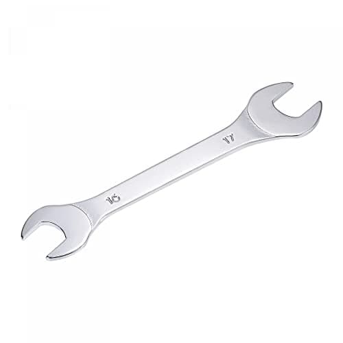 Image of sourcing map Thin Open End Wrench, 16mm x 17mm Metric Mirror-Chrome Plated High Carbon Steel, for Household Maintenance and General Repairs