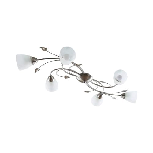 Image of Lindby Vintage Chandelier, Traditional Floral Ceiling Light Semi Flush Mounted Fixture with 6 Lights Classic Rustic Lighting for Living Room Bedroom Dining Hallway Metal Silver