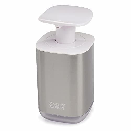 Image of Joseph Joseph Presto Hygienic Bathroom Soap pump dispenser, refillable – White/ Stainless Steel, 36