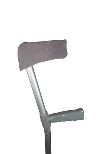 Image of Washable Fleece Covers for UK Crutches Forearm – Soft, Comfortable & Secure with Hook & Loop Fasteners – Ideal for Enhanced Comfort – for Standard UK Forearm Crutches - Set of 2 (Dark Grey)