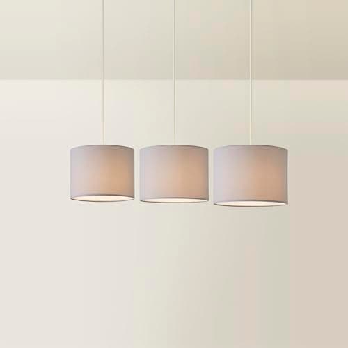 Image of MiniSun | Nesting Fabric Ceiling Light Shades in Grey | Lamp Shades, Home Décor & Improvement Essential | Pack of 3 [S/M/L] | 30cm Shade Width | 30, 28 & 26cm Depth | 22, 21 & 20cm Height