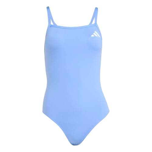 Image of adidas Women's Thin Straps V-Back Swimsuit, Blue Fusion, 34