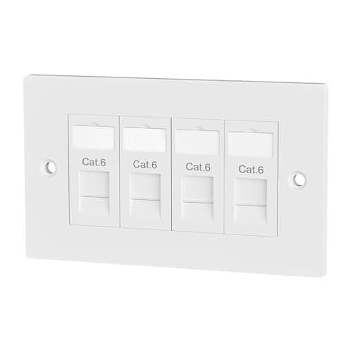 Image of iwillink 4 Port RJ45 Socket Faceplate Wall Plate, Cat6 Single Port Ethernet Cable Networking Socket Box with Keystone Jack, Compatible with Cat5/Cat5e/Cat6 Cables, 1 Pack