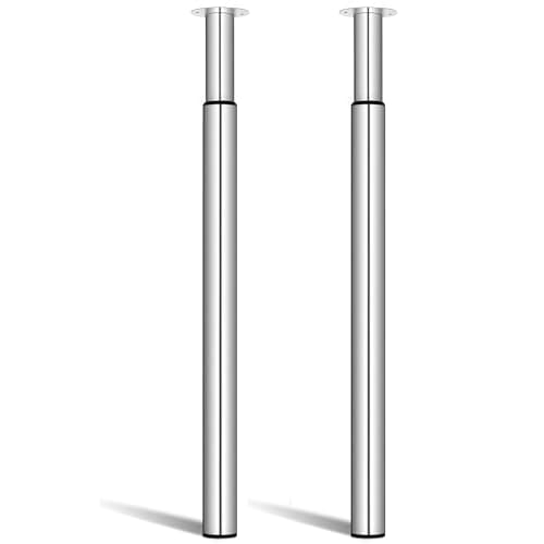 Image of Amazing Tour Adjustable Table Legs 710-1100mm - 2 Pack Breakfast Bar Kitchen Worktop Support Office Desk Legs, Heavy Duty Metal Sturdy Steel Frame,Silver