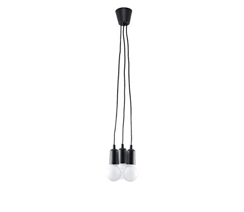Image of SOLLUX Pendant Lamp Diego Unique Design Without Lampshade Minimalist Lighting Minimalist Lighting LED Triple Bulb Black