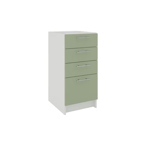 Image of JD Greta Fixed Height 400mm Kitchen Drawer Base Cabinet Floor Unit (Without Worktop) – Sage Green Matt