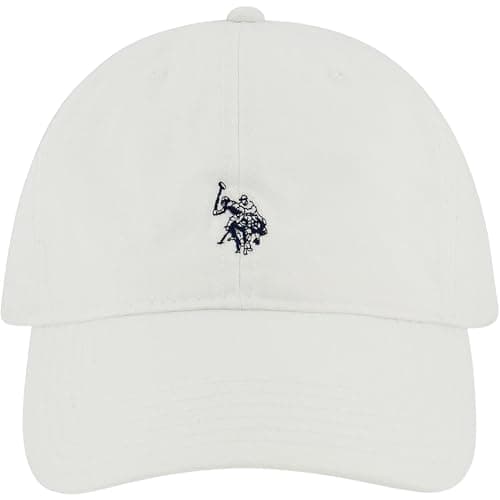 Image of U.S. Polo Assn. Polo Pony Logo Baseball Hat, 100% Cotton, Adjustable Cap, White