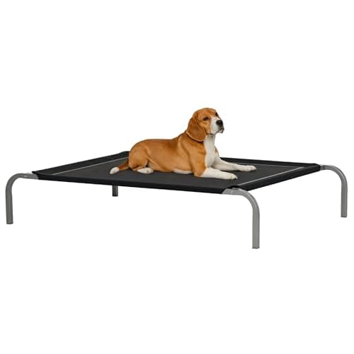 Image of PawHut Elevated Pet Bed Portable Camping Raised Dog Bed w/ Metal Frame Black (Medium)