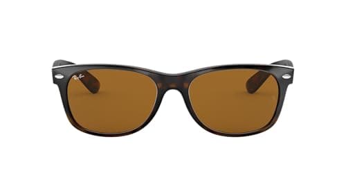 Image of Ray-Ban Unisex New Wayfarer Classic Sunglasses, Tortoise With Brown Classic B-15 Lens, 52 mm UK