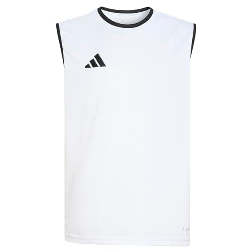 Image of adidas Unisex Kids Entrada26 Sleeveless Jersey Kids, White/Black, 6-7 Years