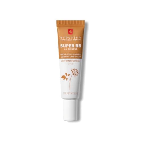 Image of Erborian - Super BB Cream with Ginseng - High Coverage Tinted Face Care Anti-Imperfections - Complexion Corrector and Perfecter - Sun Protection SPF 20 - Korean Cosmetic - Caramel 15ml