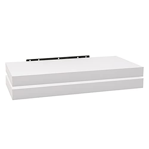 Image of WOLTU 2 Pcs Floating Shelf White Wooden Wall Storage Display Shelf 50cm Long RG9368ws-2-UK