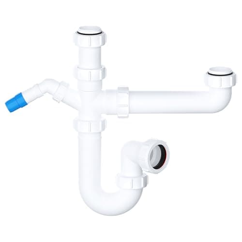 Image of SPARES2GO 40mm Bowl & Half Sink Trap 1.5" Kitchen Appliance Water Discharge 75mm Seal Kit
