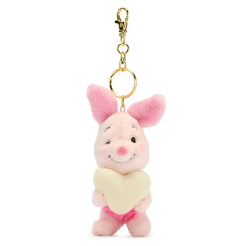 Image of Disney Store Official Piglet with Heart Small Soft Toy Keyring, Winnie the Pooh - 8cm, Handbag and backpack Accessory, 3+