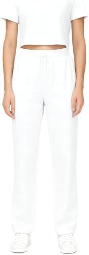 Image of Super Nova Straight Leg Joggers for Womens UK | Stylish, Comfortable & Perfect for Everyday Wear | Premium Women's Fleece Joggers (UK, Alpha, M, Regular, Regular, 1, White)
