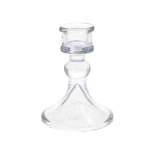 Image of Gisela Graham Clear Glass Candlestick, Candle Holder, 10cm, Mini Size